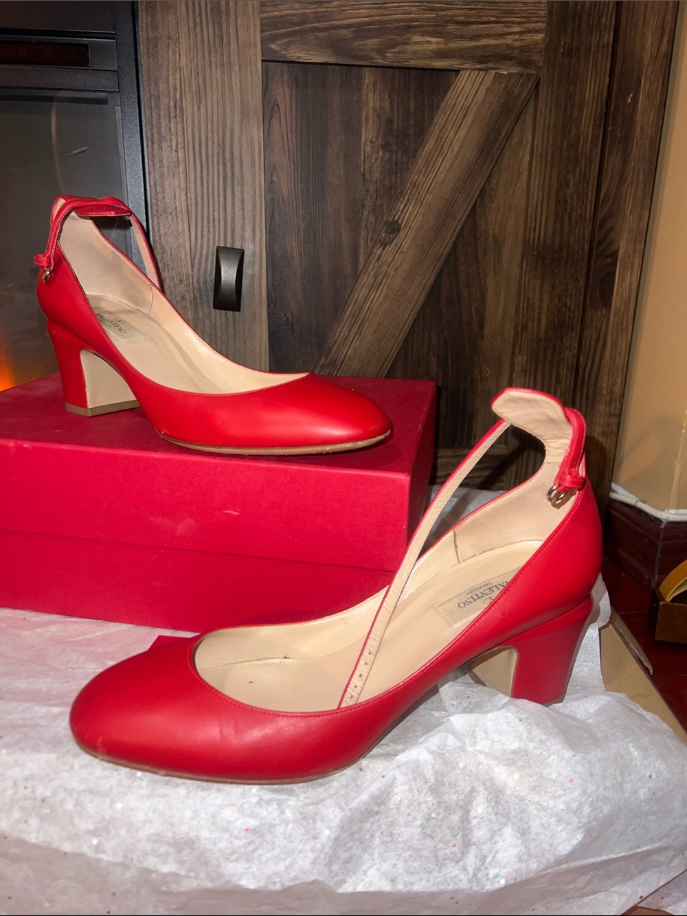 Valentino Garavani Tango Red Leather Mary Jane Pumps